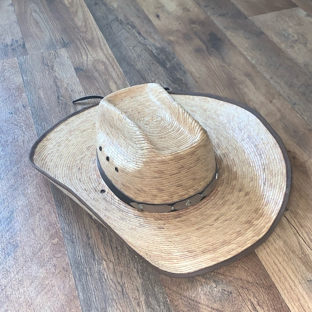 Mens vintage western rattan straw cowboy hat